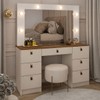 Penteadeira Camarim Carpenter 7 Gavetas com Vidro Freijó/Off White - Panorama Móveis