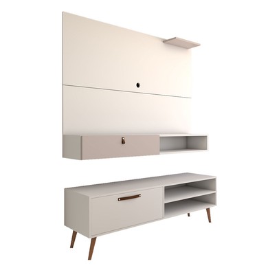 Rack com Painel para TV Até 50 Polegadas Carter 2 Portas Branco - Panorama Móveis