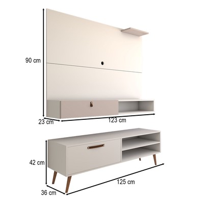 Rack com Painel para TV Até 50 Polegadas Carter 2 Portas Branco - Panorama Móveis