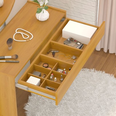 Penteadeira Camarim Wish 1 Gaveta com Espelho Branco/Naturalle - Móveis Bechara