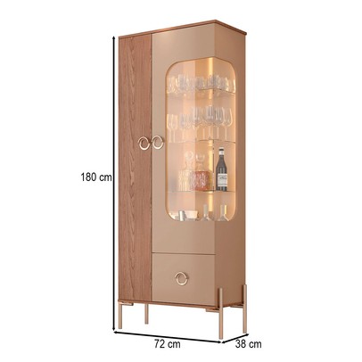 Cristaleira Stella 2 Portas 1 Gaveta com Vidro Fendi/Freijó - Móveis Bechara