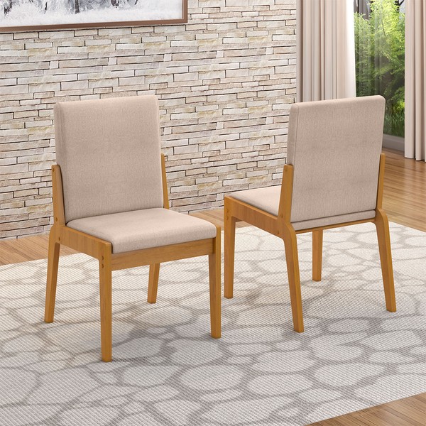 Cadeiras Kit 2 Cadeiras Sinfonia Naturalle/Linho Creme - Móveis Bechara