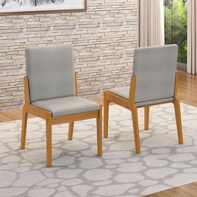 Cadeiras Kit 2 Cadeiras Sinfonia Naturalle/Linho Cinza - Móveis Bechara