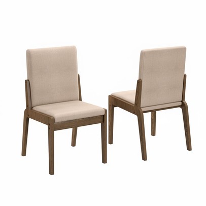 Cadeiras Kit 2 Cadeiras Sinfonia  Carvalho/Linho Creme - Móveis Bechara