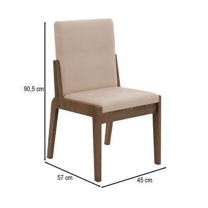 Cadeiras Kit 2 Cadeiras Sinfonia  Carvalho/Linho Creme - Móveis Bechara
