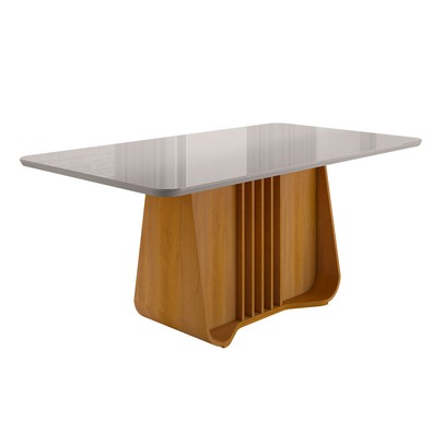 Mesa de Madeira Harpa 160 Cm com Vidro Naturalle/Off White - Móveis Bechara
