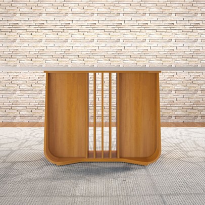 Mesa de Madeira Harpa 160 Cm com Vidro Naturalle/Off White - Móveis Bechara
