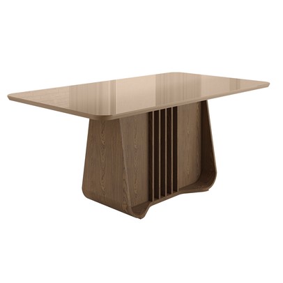 Mesa de Madeira Harpa 160 Cm com Vidro Carvalho/Fendi - Móveis Bechara