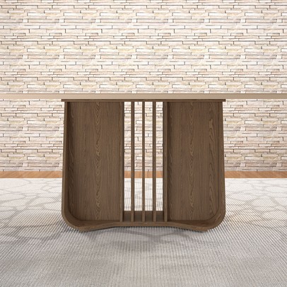 Mesa de Madeira Harpa 160 Cm com Vidro Carvalho/Fendi - Móveis Bechara