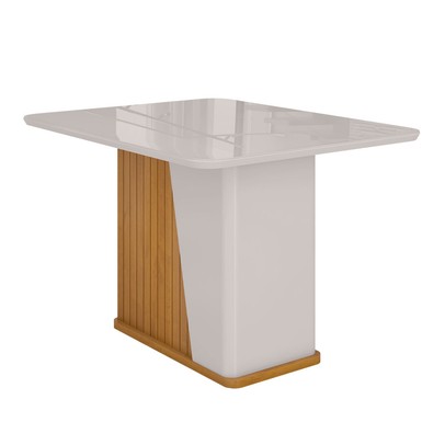 Mesa de Madeira Harmonia 120 Cm com Vidro Naturalle/Off White - Móveis Bechara