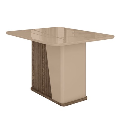 Mesa de Madeira Harmonia 120 Cm com Vidro Carvalho/Fendi - Móveis Bechara