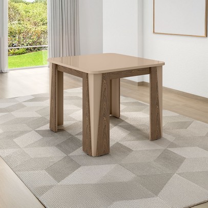 Mesa de Madeira Opera 90 Cm com Vidro Carvalho/Fendi - Móveis Bechara