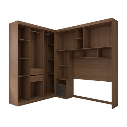 Guarda-Roupa Casal Modulado Fortaleza 7 Portas 4 Gavetas com Espelho Jatoba/Grafite - Panorama Móveis