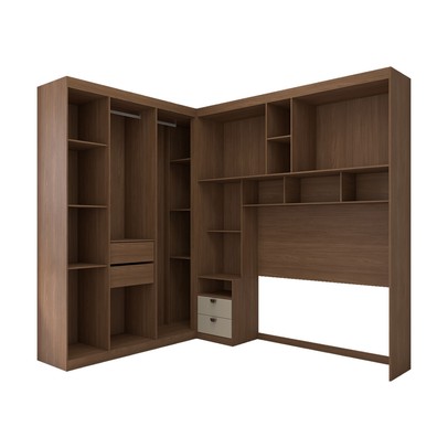 Guarda-Roupa Casal Modulado Fortaleza 7 Portas 4 Gavetas com Espelho Jatoba/Areia - Panorama Móveis