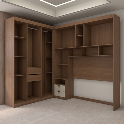 Guarda-Roupa Casal Modulado Fortaleza 7 Portas 4 Gavetas com Espelho Jatoba/Areia - Panorama Móveis