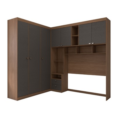 Guarda-Roupa Casal Modulado Fortaleza 7 Portas 4 Gavetas Jatoba/Grafite - Panorama Móveis