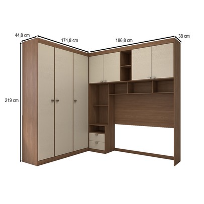 Guarda-Roupa Casal Modulado Fortaleza 7 Portas 4 Gavetas Jatoba/Areia - Panorama Móveis