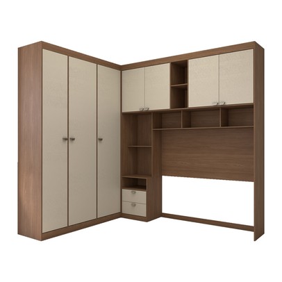 Guarda-Roupa Casal Modulado Fortaleza 7 Portas 4 Gavetas Jatoba/Areia - Panorama Móveis