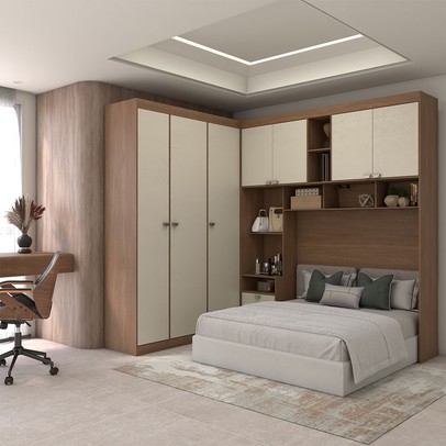 Guarda-Roupa Casal Modulado Fortaleza 7 Portas 4 Gavetas Jatoba/Areia - Panorama Móveis