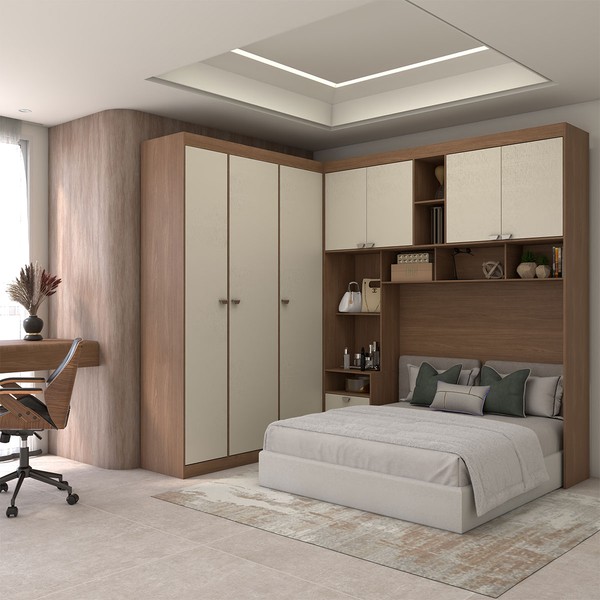 Guarda-Roupa Casal Modulado Fortaleza 7 Portas 4 Gavetas Jatoba/Areia - Panorama Móveis