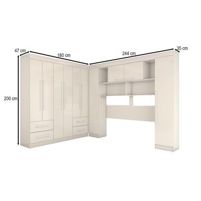 Guarda-Roupa Casal Modulado Madrid 10 Portas 4 Gavetas Branco - Panorama Móveis