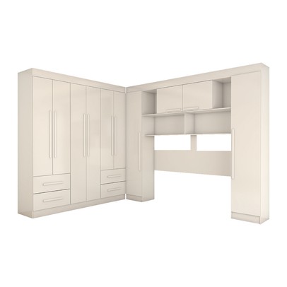 Guarda-Roupa Casal Modulado Madrid 10 Portas 4 Gavetas Branco - Panorama Móveis