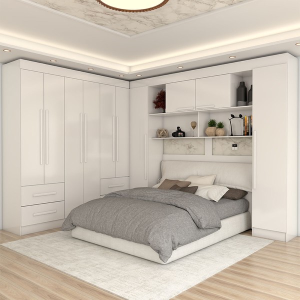 Guarda-Roupa Casal Modulado Madrid 10 Portas 4 Gavetas Branco - Panorama Móveis