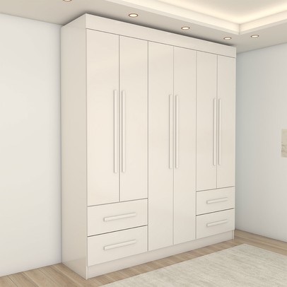 Guarda-Roupa Casal Modulado Madrid 10 Portas 4 Gavetas Branco - Panorama Móveis