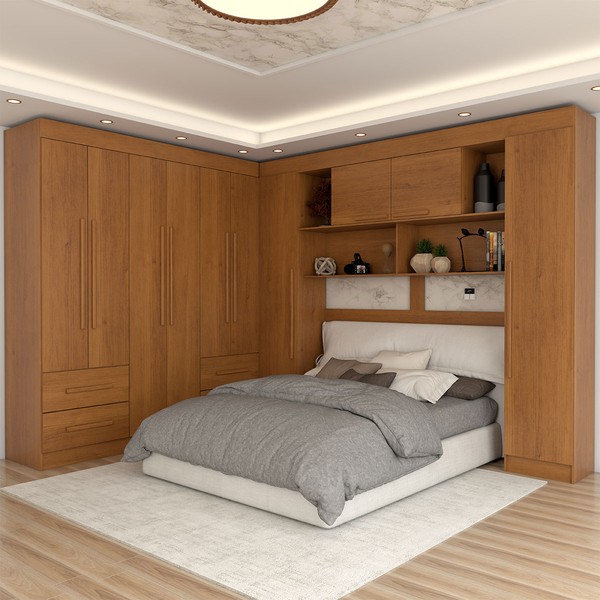 Guarda-Roupa Casal Modulado Madrid 10 Portas 4 Gavetas Cinamomo - Panorama Móveis