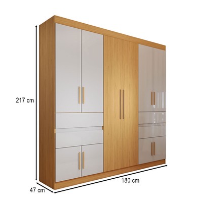 Guarda-Roupa Casal Triano 10 Portas 4 Gavetas Cinamon/Off-White - Panorama Móveis