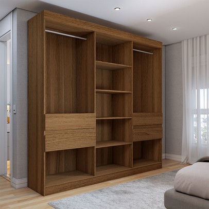 Guarda-Roupa Casal Triano 10 Portas 4 Gavetas Amêndola Touch - Panorama Móveis