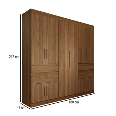 Guarda-Roupa Casal Triano 10 Portas 4 Gavetas Amêndola Touch - Panorama Móveis