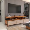 Rack para TV Até 72 Polegadas Home 3 Gavetas Nature/Off White - Panorama Móveis