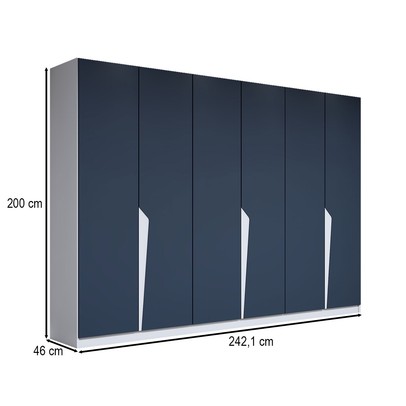 Guarda-Roupa Casal Luxe 2,42 Metros 6 Portas 4 Gavetas Branco/Azul - Panorama Móveis