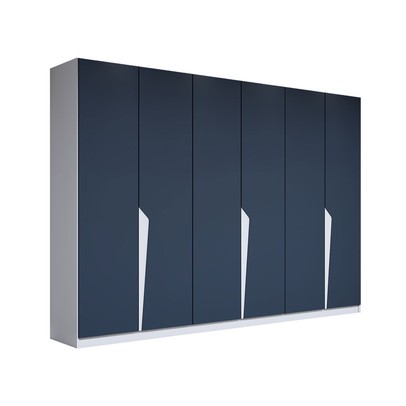 Guarda-Roupa Casal Luxe 2,42 Metros 6 Portas 4 Gavetas Branco/Azul - Panorama Móveis