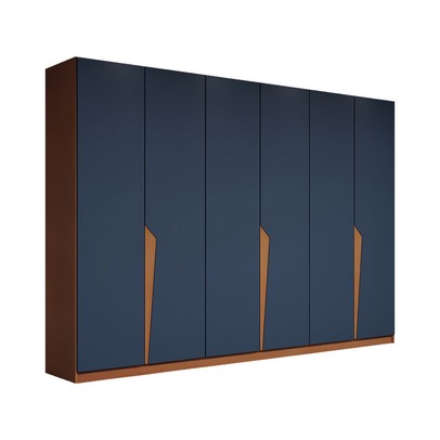 Guarda-Roupa Casal Luxe 2,42 Metros 6 Portas 4 Gavetas Freijó/Azul - Panorama Móveis
