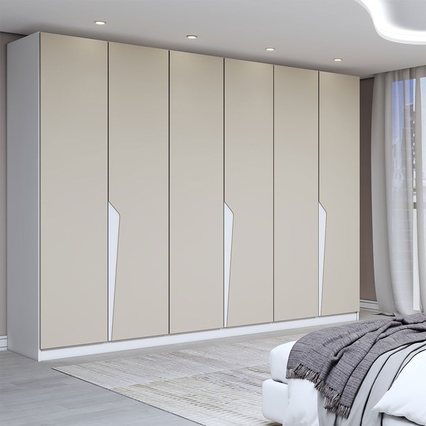 Guarda-Roupa Casal Luxe 2,42 Metros 6 Portas 4 Gavetas Branco/Creme - Panorama Móveis