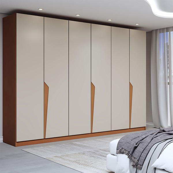 Guarda-Roupa Casal Luxe 2,42 Metros 6 Portas 4 Gavetas Freijó/Creme - Panorama Móveis