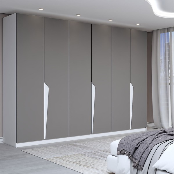 Guarda-Roupa Casal Luxe 2,42 Metros 6 Portas 4 Gavetas Branco/Cinza - Panorama Móveis