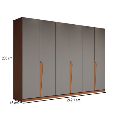 Guarda-Roupa Casal Luxe 2,42 Metros 6 Portas 4 Gavetas Freijó/Cinza - Panorama Móveis