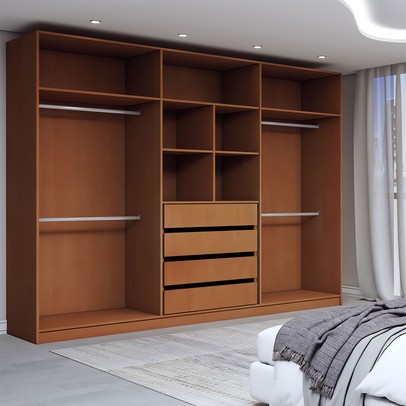 Guarda-Roupa Casal Luxe 2,42 Metros 6 Portas 4 Gavetas Freijó/Cinza - Panorama Móveis