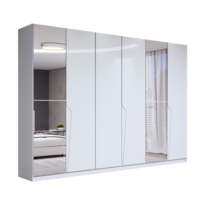 Guarda-Roupa Casal Luxe 2,42 Metros 6 Portas 4 Gavetas com Espelho Branco - Panorama Móveis