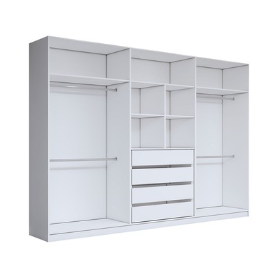 Guarda-Roupa Casal Luxe 2,42 Metros 6 Portas 4 Gavetas com Espelho Branco - Panorama Móveis