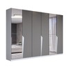 Guarda-Roupa Casal Luxe 2,42 Metros 6 Portas 4 Gavetas com Espelho Branco/Cinza - Panorama Móveis