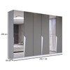 Guarda-Roupa Casal Luxe 2,42 Metros 6 Portas 4 Gavetas com Espelho Branco/Cinza - Panorama Móveis