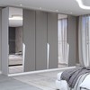 Guarda-Roupa Casal Luxe 2,42 Metros 6 Portas 4 Gavetas com Espelho Branco/Cinza - Panorama Móveis