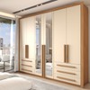 Guarda-Roupa Casal Severo Plus 6 Portas 6 Gavetas com Espelho Cinamomo/Off White - Panorama Móveis
