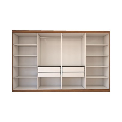 Guarda-Roupa Casal Odisseia 8 Portas 4 Gavetas com Espelho Cinamomo/Off White - Panorama Móveis