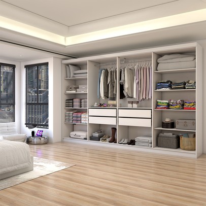 Guarda-Roupa Casal Odisseia 8 Portas 4 Gavetas com Espelho Branco - Panorama Móveis