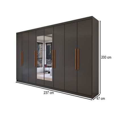 Guarda-Roupa Casal Odisseia 8 Portas 4 Gavetas com Espelho Onix - Panorama Móveis